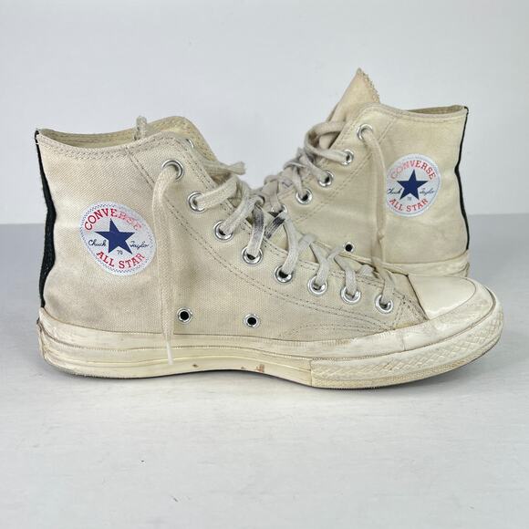Converse x PLAY Comme des Garçons Chuck 70 High Top Sneakers FLAW White M7, W9 - Picture 5 of 11